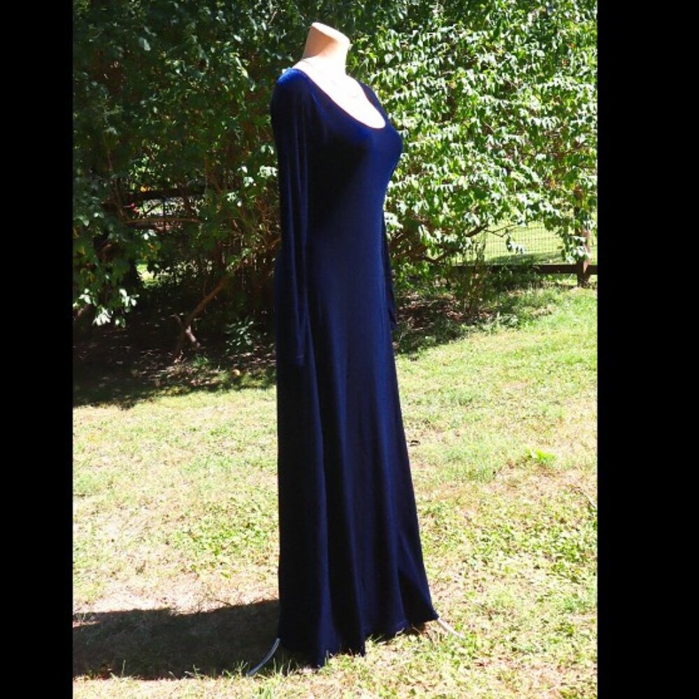 Victoria's Secret Sapphire Blue VELVET DRESS Long Sleeve Navy Maxi Women sz M L